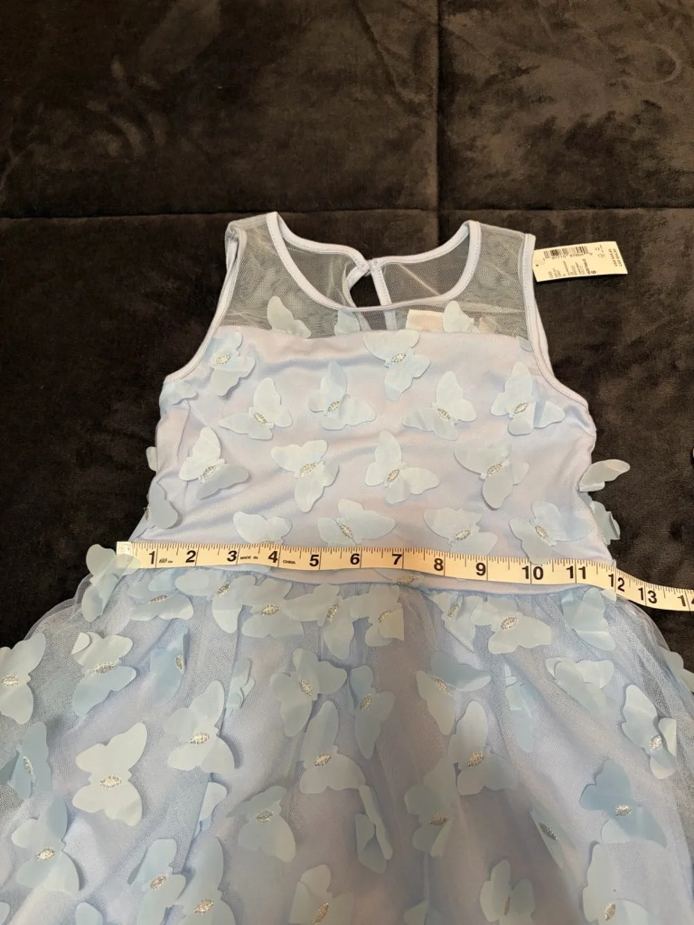 The Children's Place girls 6 Pale Blue Butterfly Mesh Party Dress